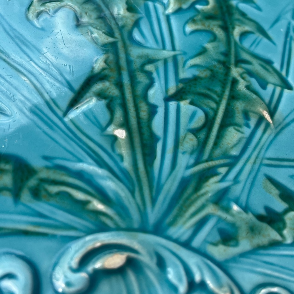 Vintage German Majolica plate dandelion - Picture 11 of 13